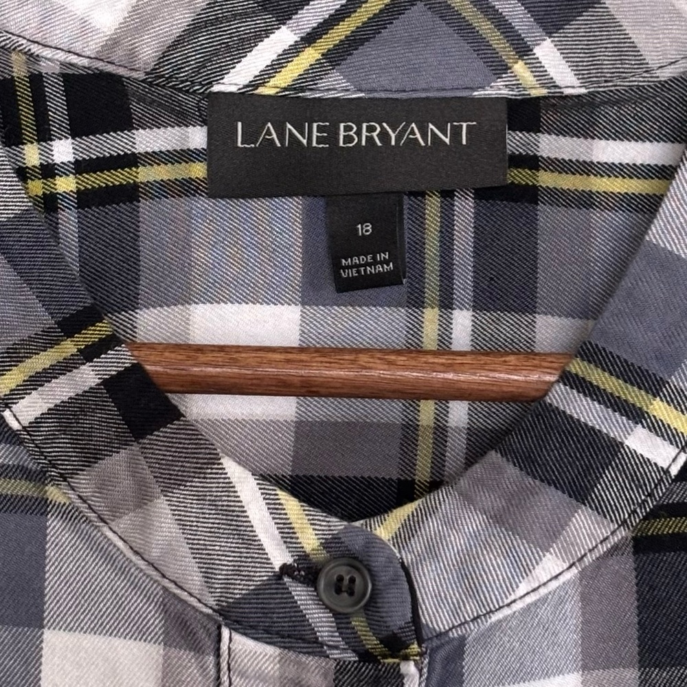 Lane Bryant Plaid Button Cuff Long Sleeve Tunic Size 18 - Picture 4 of 9